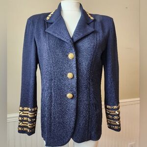 St. John Collection Navy Blazer with Gold Buttons